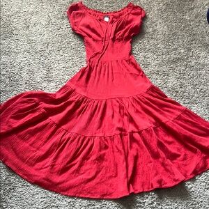 Venus coral tiered maxi dress S